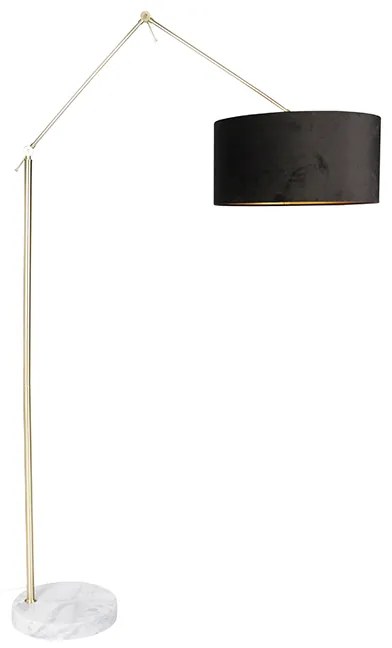 Modern állólámpa arany bársony árnyékolóval fekete 50 cm - Editor
