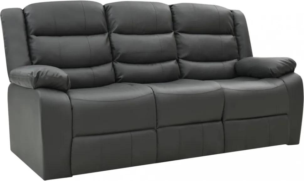 Háromszemélyes szürke műbőr dönthető kanapé