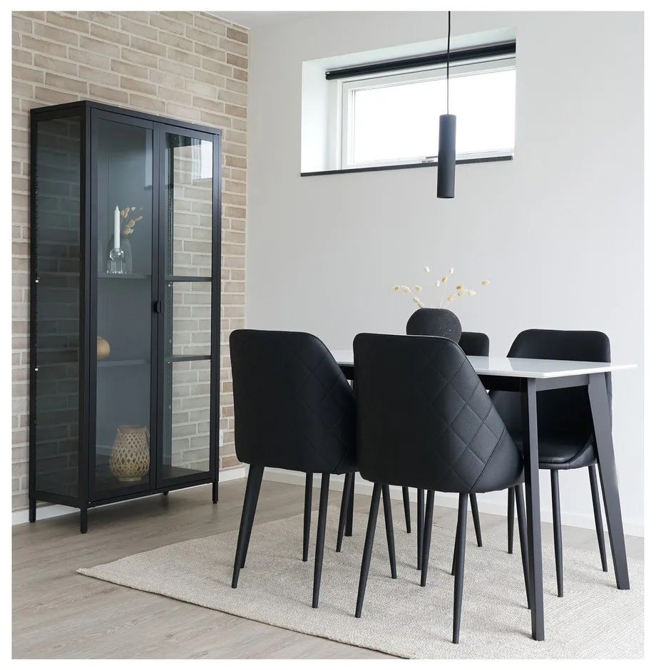 Fekete fém tálalószekrény 80x175 cm Brisbane – House Nordic