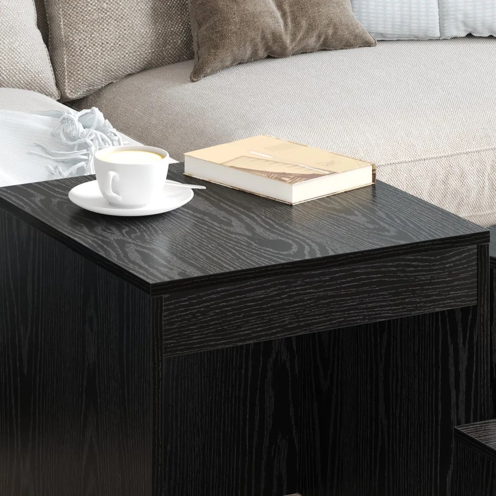 Dohányzóasztalok 3 pcs Musta tammi 45 x 45 x 45 cm Faanyag