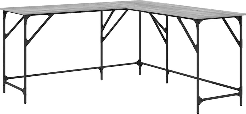 vidaXL szürke sonoma színű szerelt fa íróasztal 149 x 149 x 75 cm