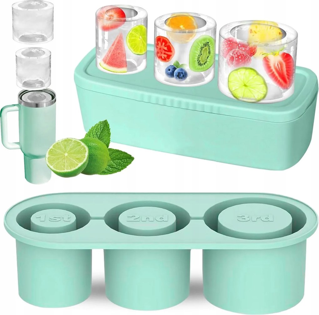 Szilikon Jégkockatartó Forma Pohárfedéllel Stanley Cup Zöld