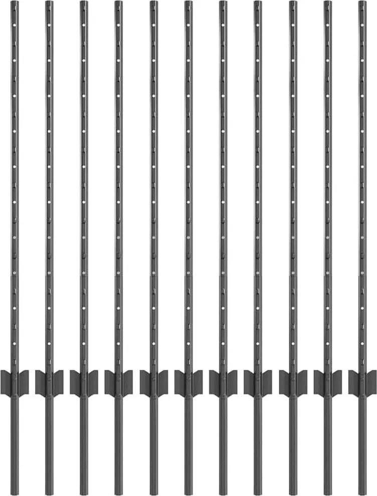 vidaXL Kerítésoszlop 11 pcs Szürke 100 cm Acél
