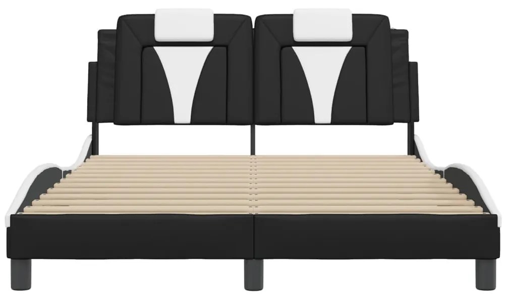 fekete és fehér ágykeret Viana LED-ekkel matrac nélkül 140 x 200 cm