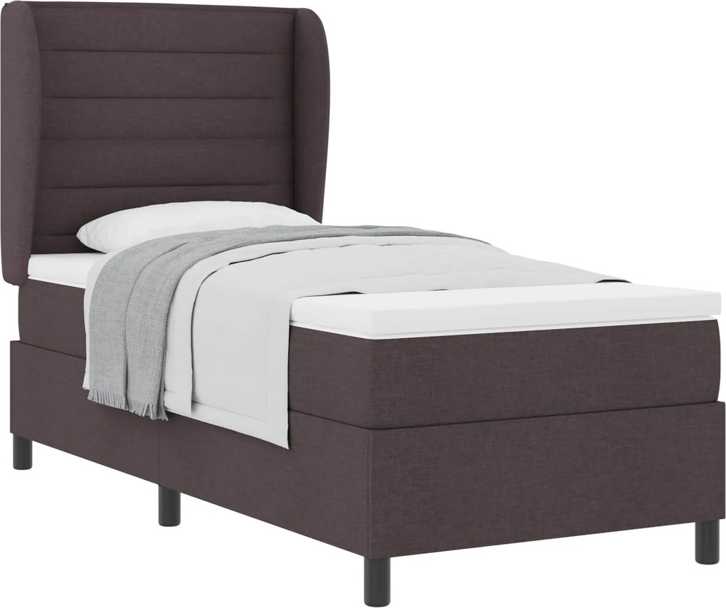 vidaXL Boxrugós ágy matracmal sötétbarna 90 x 190 cm szövet