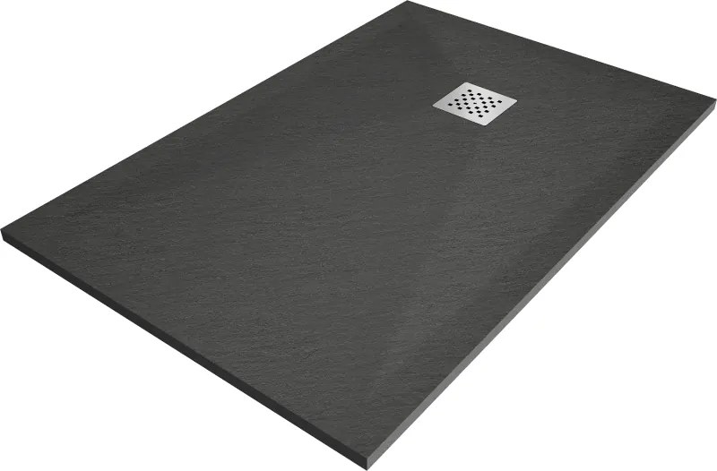 Mexen Stone+ 100 x 80 cm-es téglalap alakú kompozit zuhanytálca, antracit - 44718010