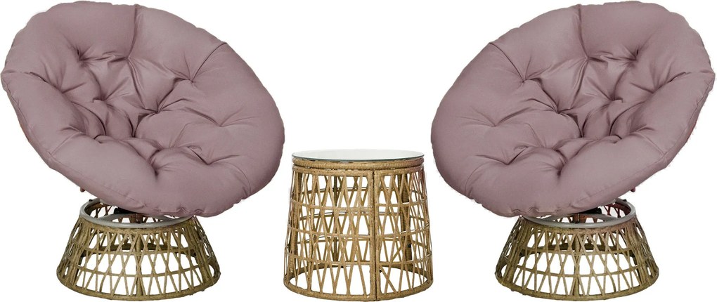 Outsunny 3 részes Kerti Bútor Szett, Bistro Szett Coffee Asztallal, 2 Székkel, Párnákkal ellátott Kerti Ülőgarnitúra, Terasz Bútor Sárga | Aosom