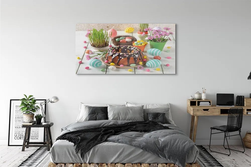 Akrilkép Tojás torta virág 140x70 cm 4 fogas