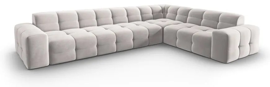 Világosszürke bársony sarokkanapé (jobb oldali) Kendal – Micadoni Home