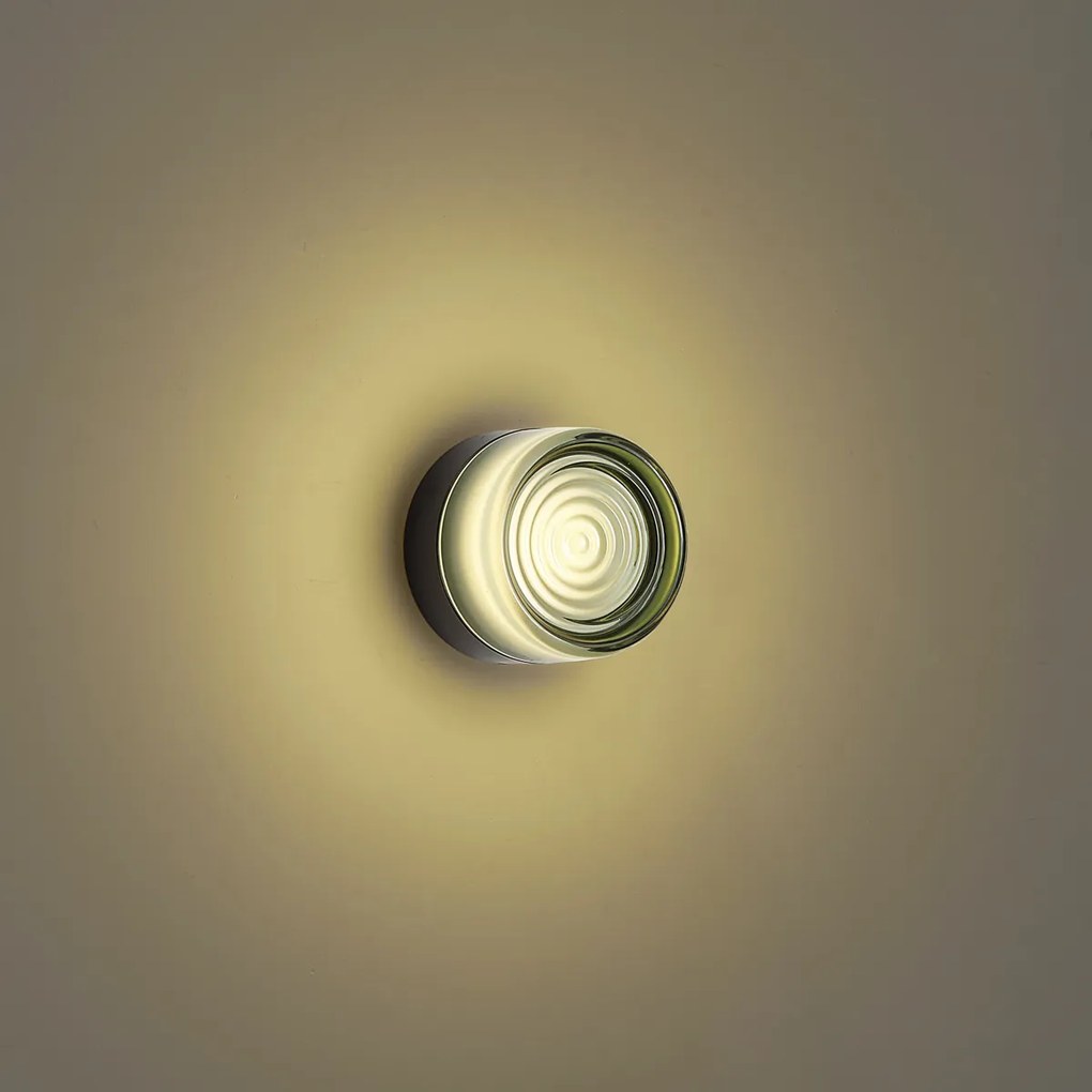 Design fali lámpa fekete, világoszöld üveggel IP44 - Michele