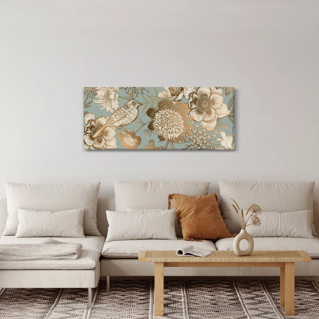 Kép - Kert egy madárral (120x50 cm)