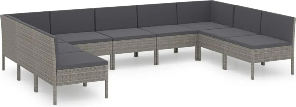 vidaXL 9 részes szürke polyrattan kerti ülőgarnitúra párnákkal