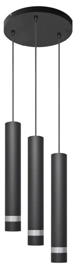 LED Csillár zsinóron TUBA 3xGU10/4,8W/230V fekete/króm
