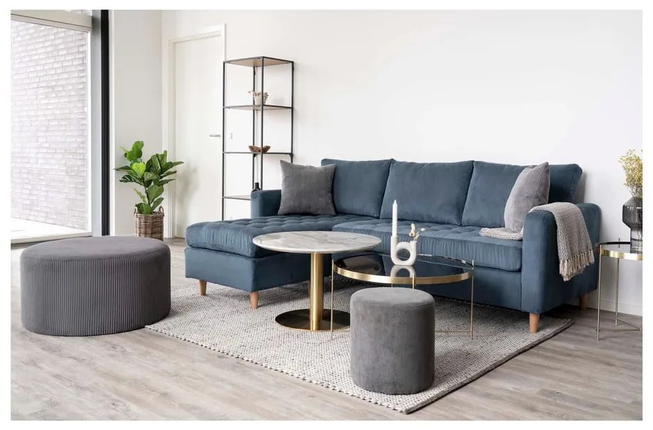 Fehér-aranyszínű kerek dohányzóasztal márvány dekoros asztallappal 70x70 cm Bolzano – House Nordic