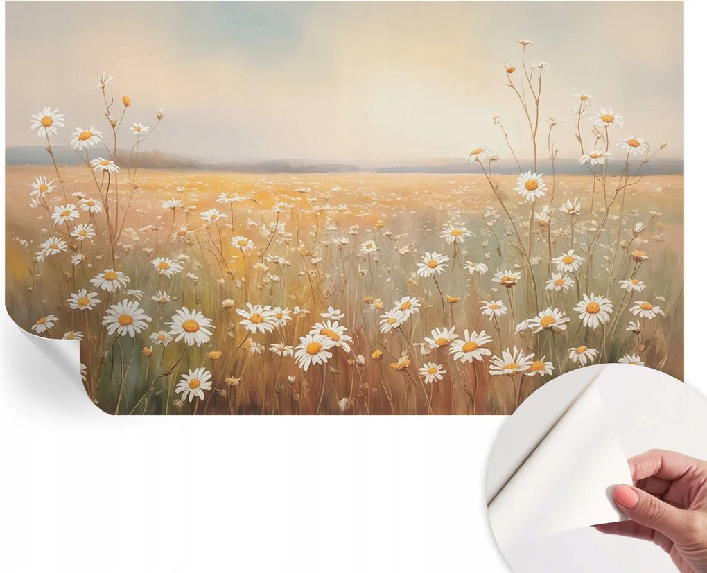 Öntapadós tapéta Divatos 3D fali ragasztóval Virágos rét 416x254 cm