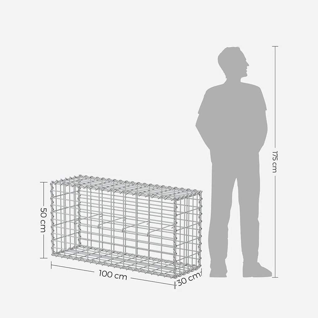 Gabion kosár, fém gabion ketrec 50 x 100 cm-es