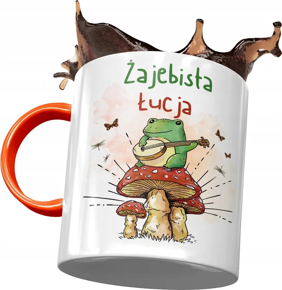 Narancssárga Bögre Lúcia Barátnőknek Ajándék Nyomtatott Fotóval