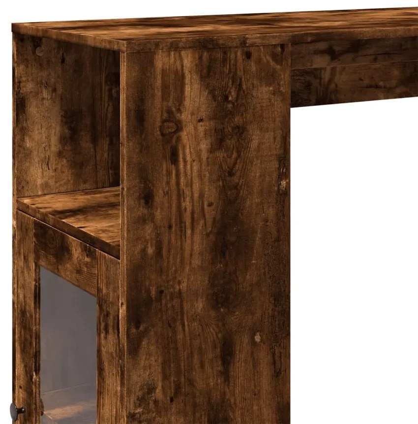 füstös tölgy szerelt fa bárasztal tárolókkal 101x40x103,5 cm