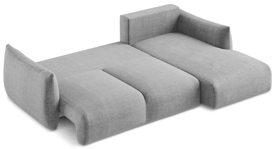 Világosszürke kinyitható sarokkanapé (jobb oldali-heverő résszel) Leila – Makamii