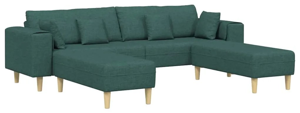 Szövet kanapé párnával 3 pcs Sötétzöld 208 cm szövet