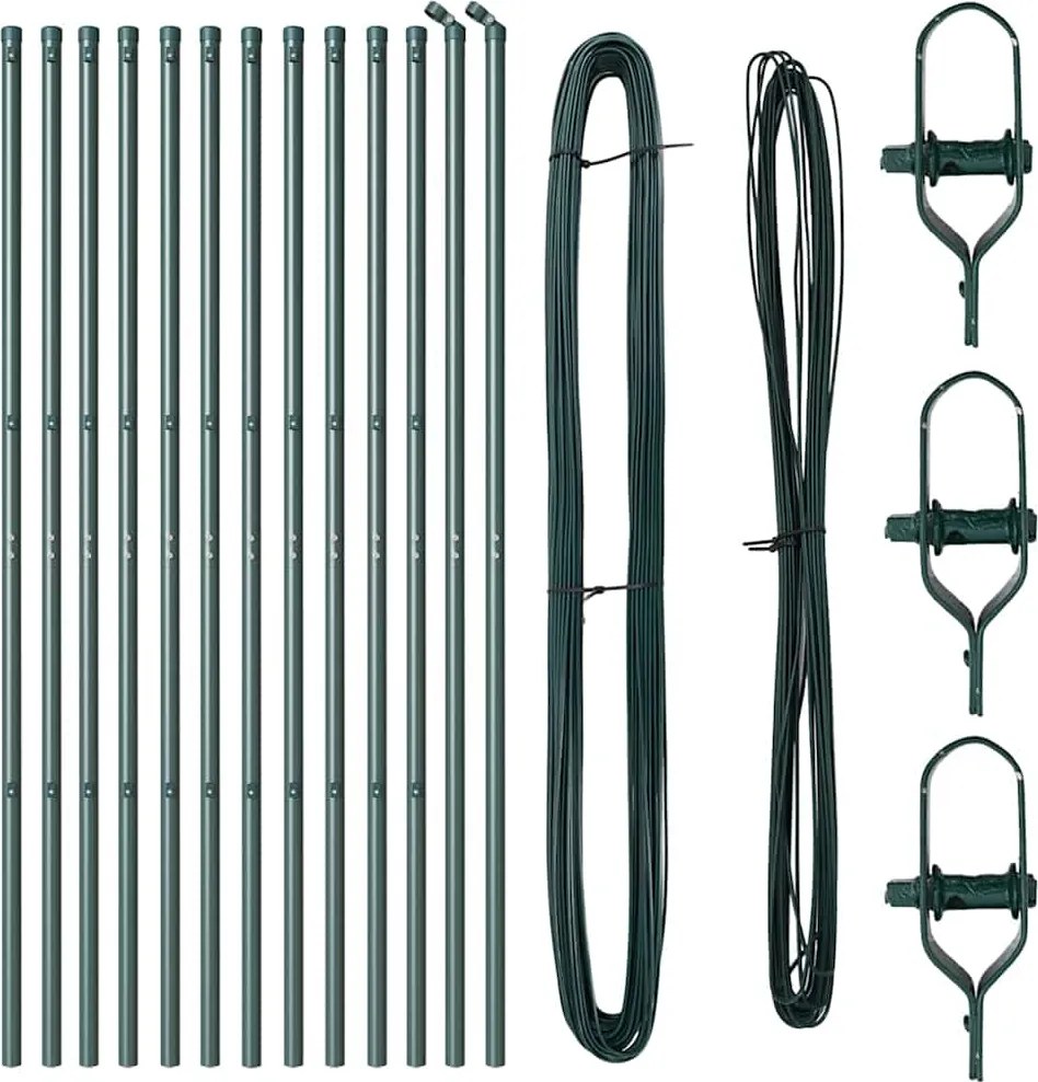 vidaXL Kerítésoszlop 13 pcs Zöld Acél