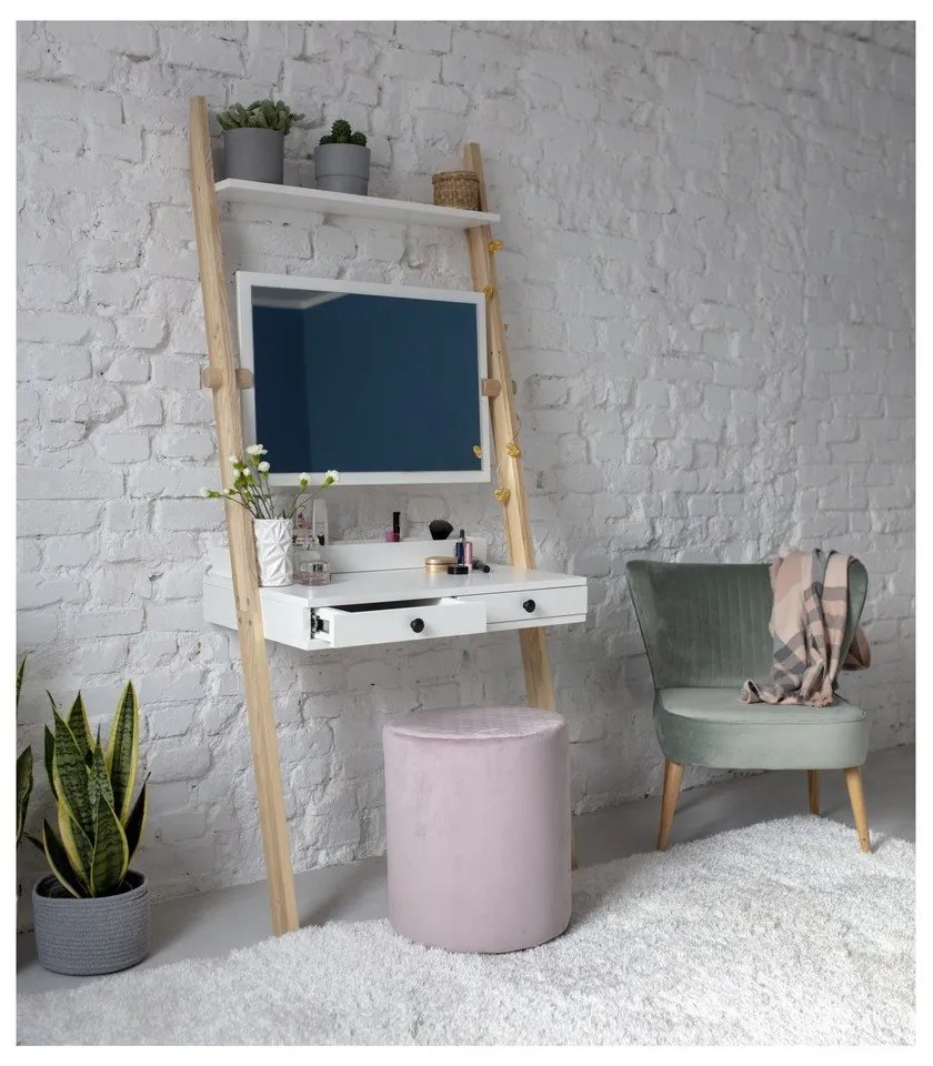 Leno fehér állvány fiókkal és tükörrel - Ragaba