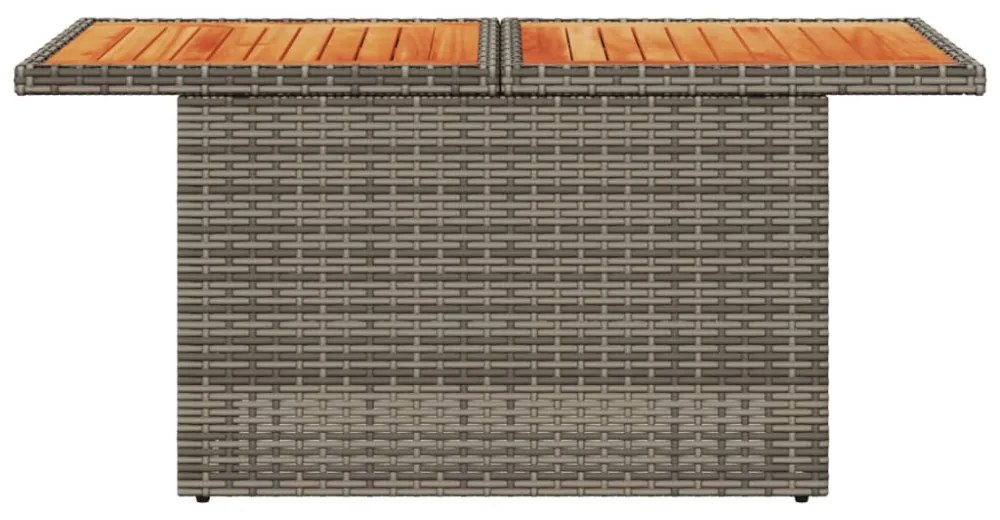 szürke polyrattan és akácfa kerti asztal 100 x 55 x 73 cm