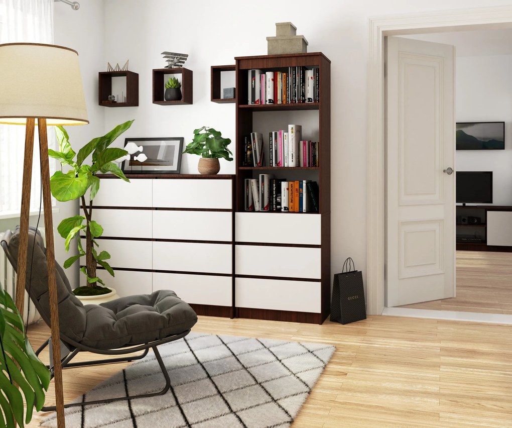 Regál Ravindra (wenge + fehér). Akció -16%. 1068935
