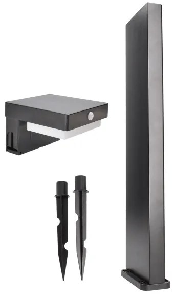 Solight WO7202 - Palermo LED napelemes lámpa szenzorral, 5W, 2000mAh, IP54, feke