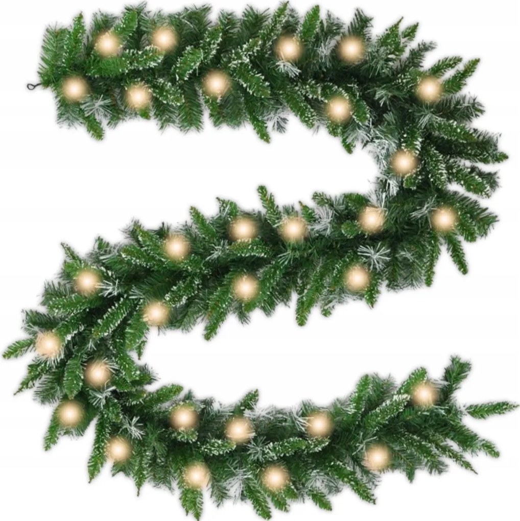 Karácsonyi Girland Karácsonyfa Lánc 100LED Havas Sűrű Művirág 270CM