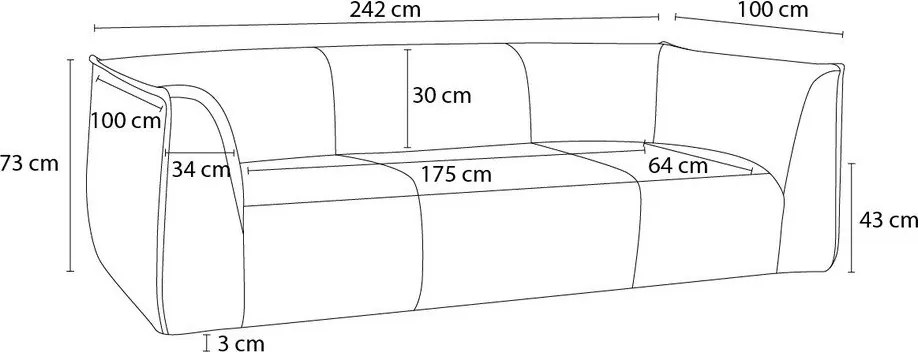 Mustársárga kordbársony kanapé 242 cm Giorgia – Bobochic Paris