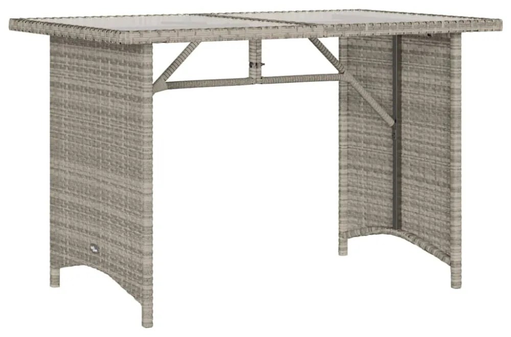 szürke polyrattan üveglapos kerti asztal 110x68x70 cm