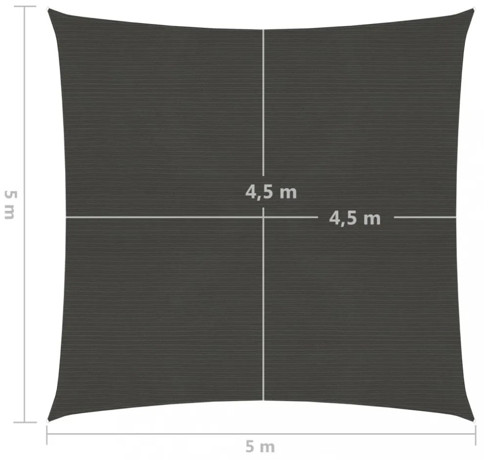 antracitszürke HDPE napvitorla 160 g/m² 5 x 5 m