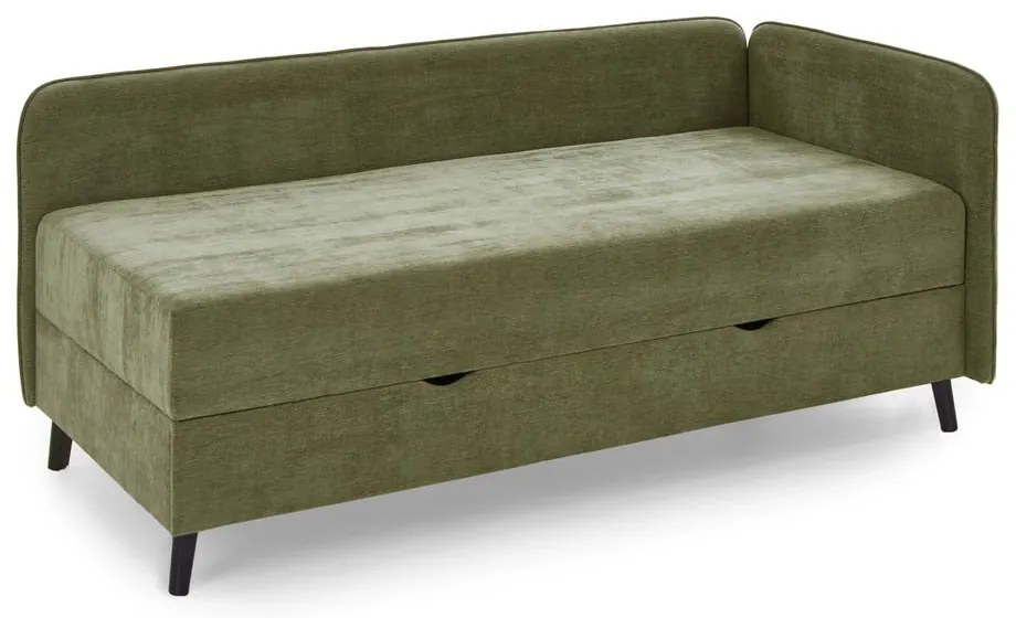 Zöld kárpitozott ágyneműtartós egyszemélyes ágy 120x200 cm Kiruna – Meise Möbel