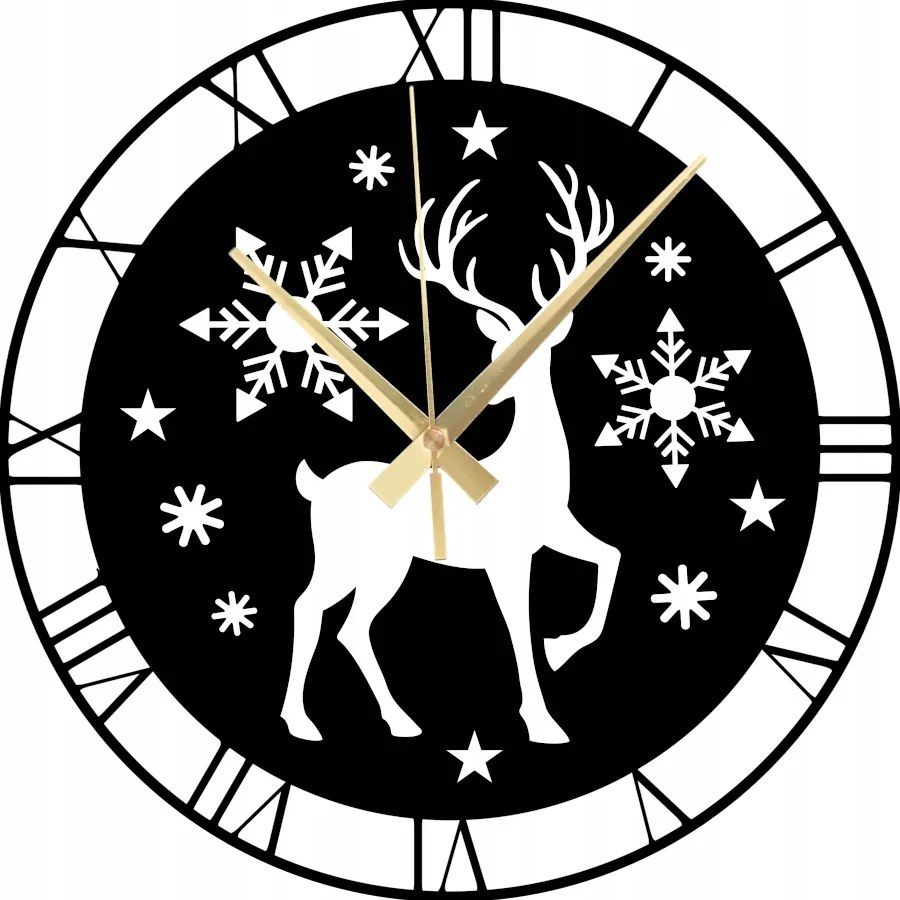 Karácsonyi Falióra Római Rénszarvas Hópehely Ajándék Óra 45cm