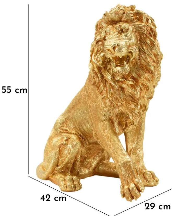 Lion of Glory arany oroszlán dekorációs figura 45X29X55 cm