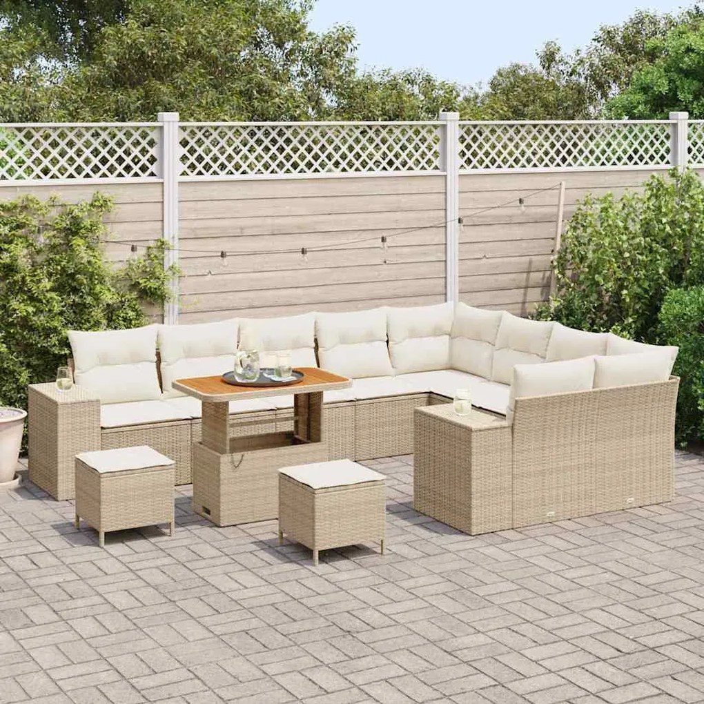 Kerti Kanapé Szett 12 pcs Beige és krém 90 x 55 x 71 cm