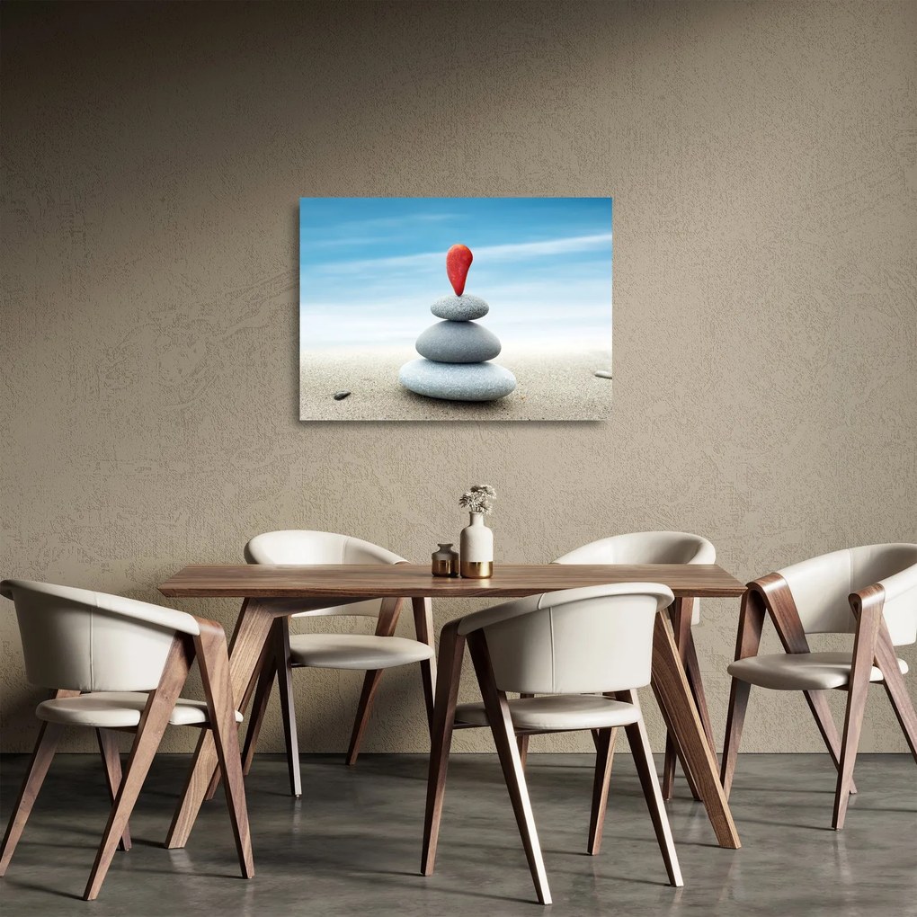 Kép - Egyensúly kövekkel (üvegen) (70x50 cm)