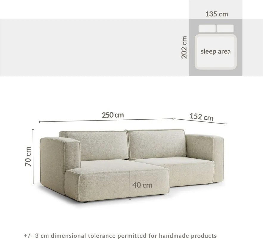 Barna zsenília kinyitható-tárolóhelyes sarokkanapé (bal oldali-heverő résszel) Velto – Maison de Rêve