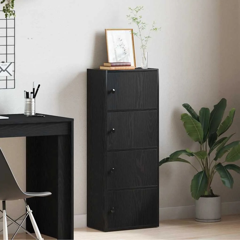 Könyvespolc fekete tölgy 40x24x102 cm gépesített fa
