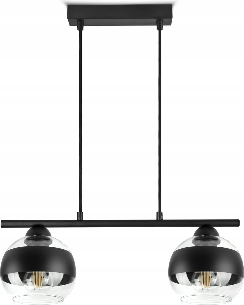 Mennyezeti Függő Lámpa Csillár Fekete Üveg Gömbök Fekete Belt BZR2 Led E27