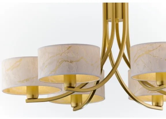 Jupiter 2098 - Láncos csillár ARTHUR 6xE27/15W/230V fehér/arany/márvány dekor