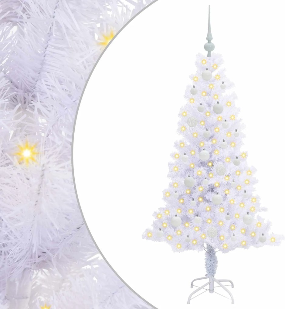 vidaXL Mű karácsonyfa 150 LED-del állvánnyal Fehér 150 cm PVC és Acél