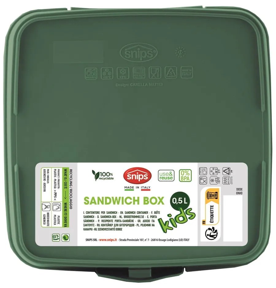 Zöld gyerek uzsonnás doboz Dinosaur – Snips