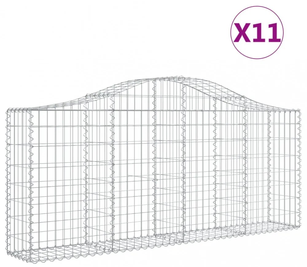 11 db íves horganyzott vas gabion kosár 200x30x80/100 cm