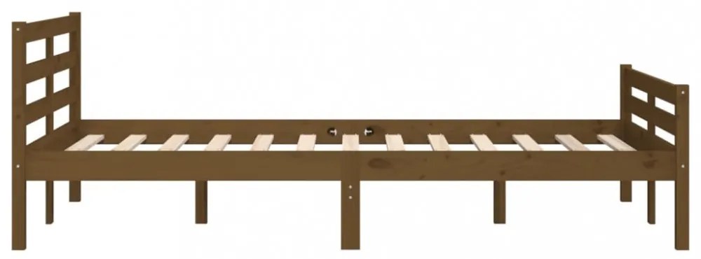 King Size mézbarna tömör fa ágykeret 150 x 200 cm