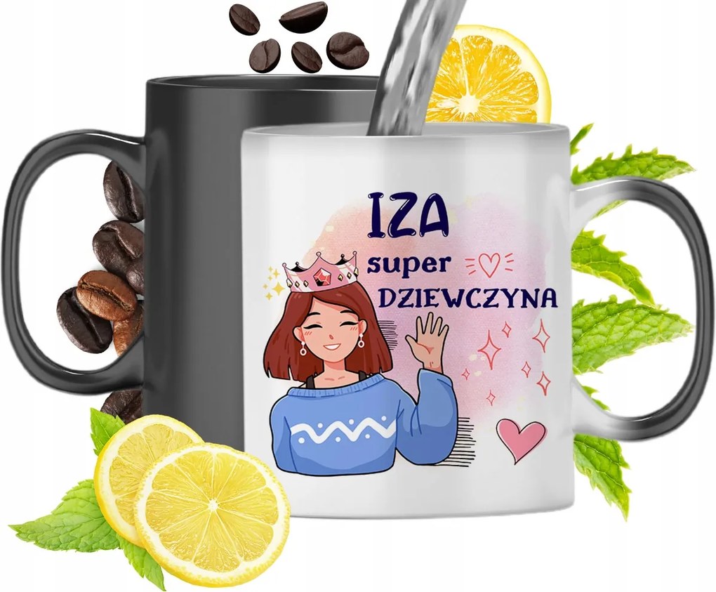 Mágikus bögre Iza számára fekete matt nyomott mintával 330ml