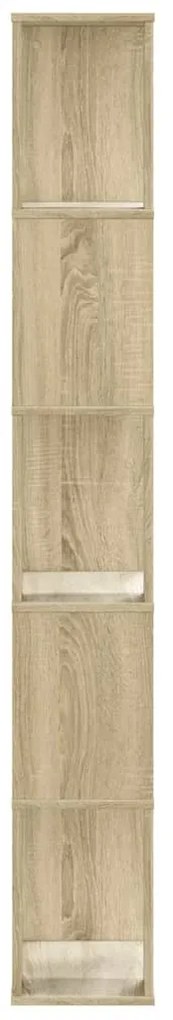 5 szintes sonoma tölgy szerelt fa könyvespolc 45x23,5x162,5 cm
