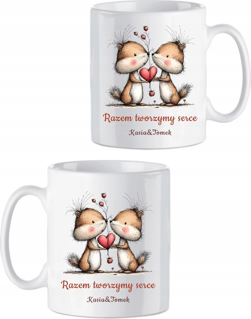 Kerámia bögrék pároknak Személyre szabott Valentin napra Szerelmes mókusok