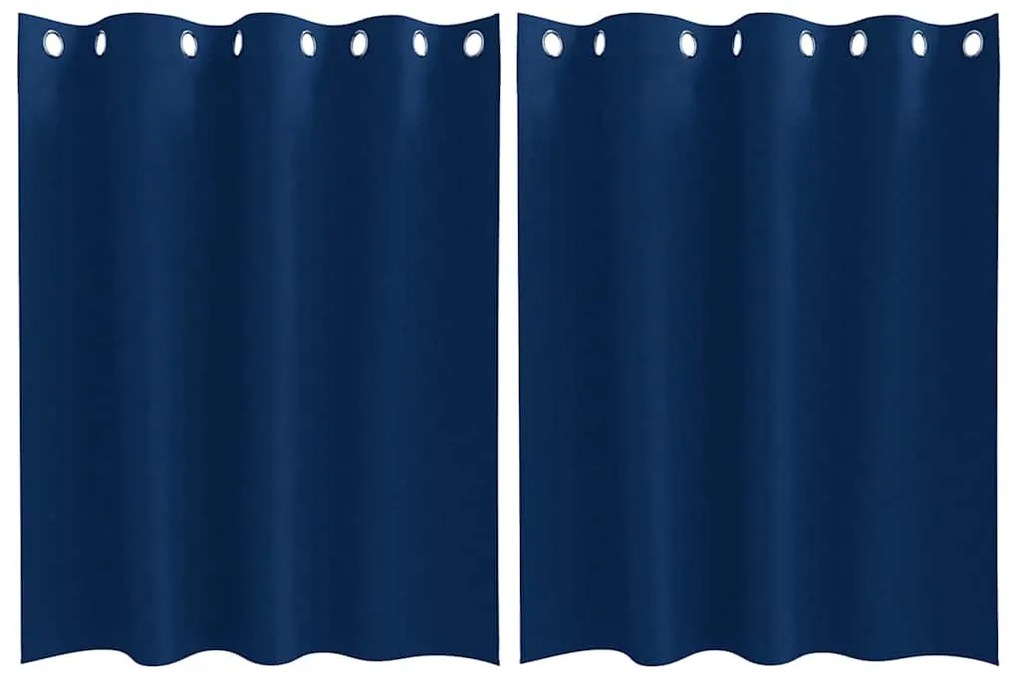 Függönyök függönyökkel 2 pcs Sötétkék 140x140cm Poliészter